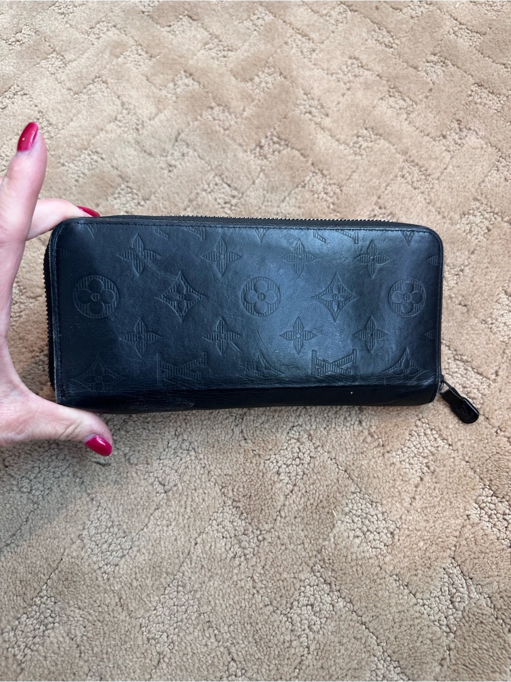Louis Vuitton Zippy Long Wallet in Black Monogram Empreinte Leather Includes COA